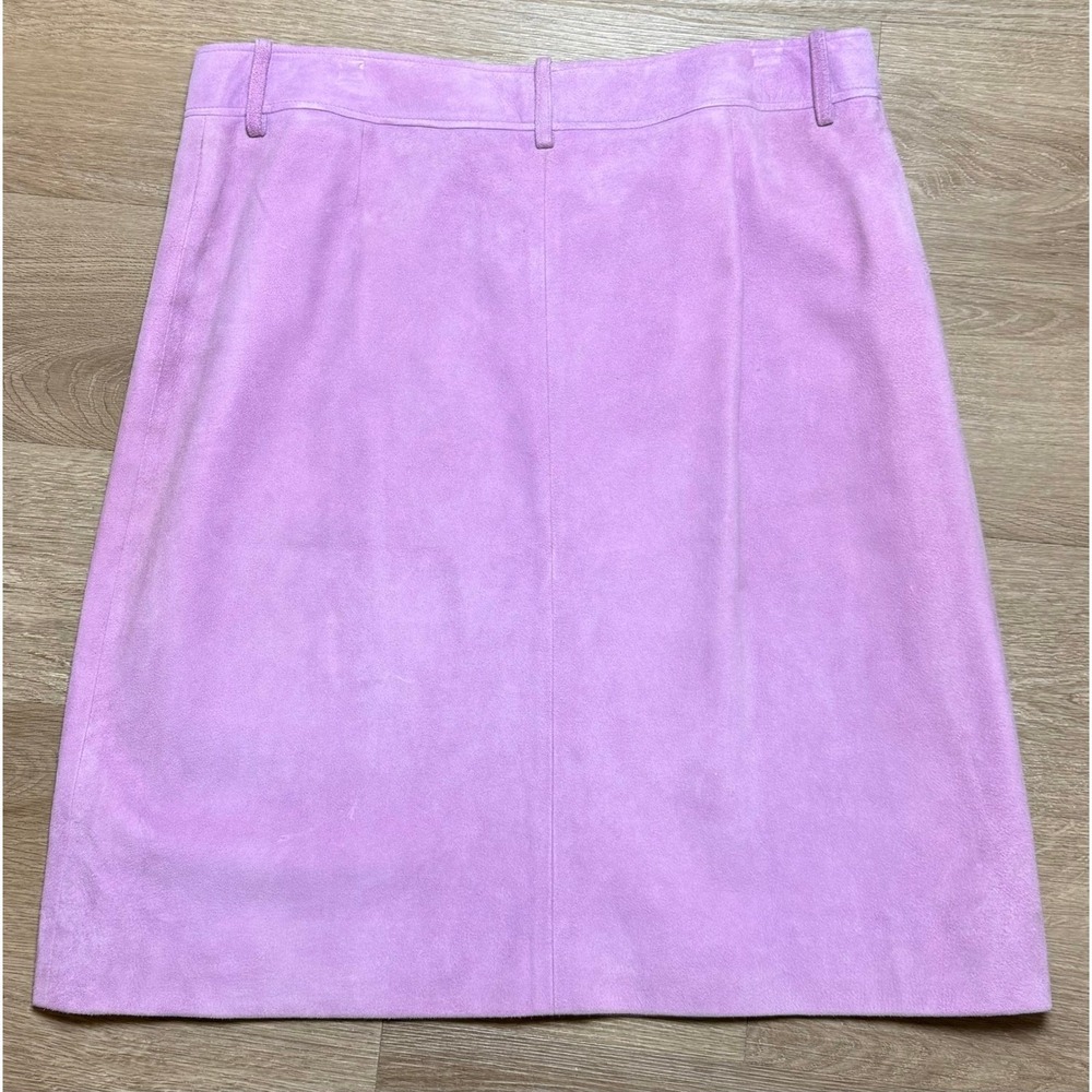 Celine Lavender Lambskin Suede Pencil Skirt Size 44 Luxury Minimalist - Picture 3 of 6